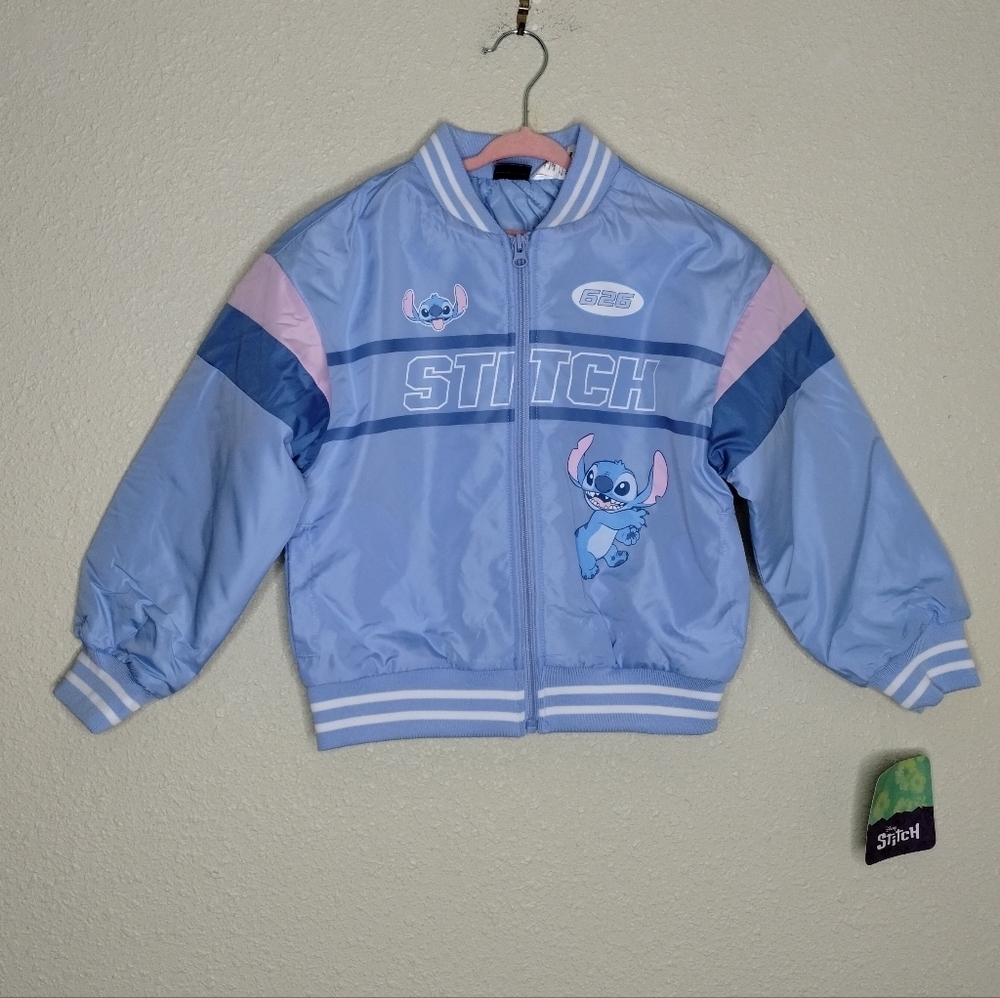 Lilo And Stitch Girls Blue Bomber Jacket Size 6/6X